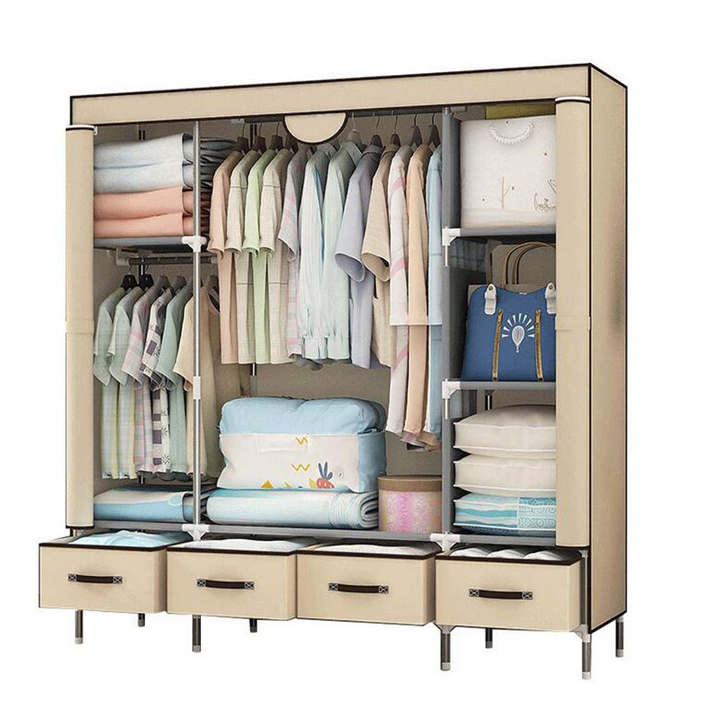 Armario de almacenamiento de ropa beige transpirable de tela
