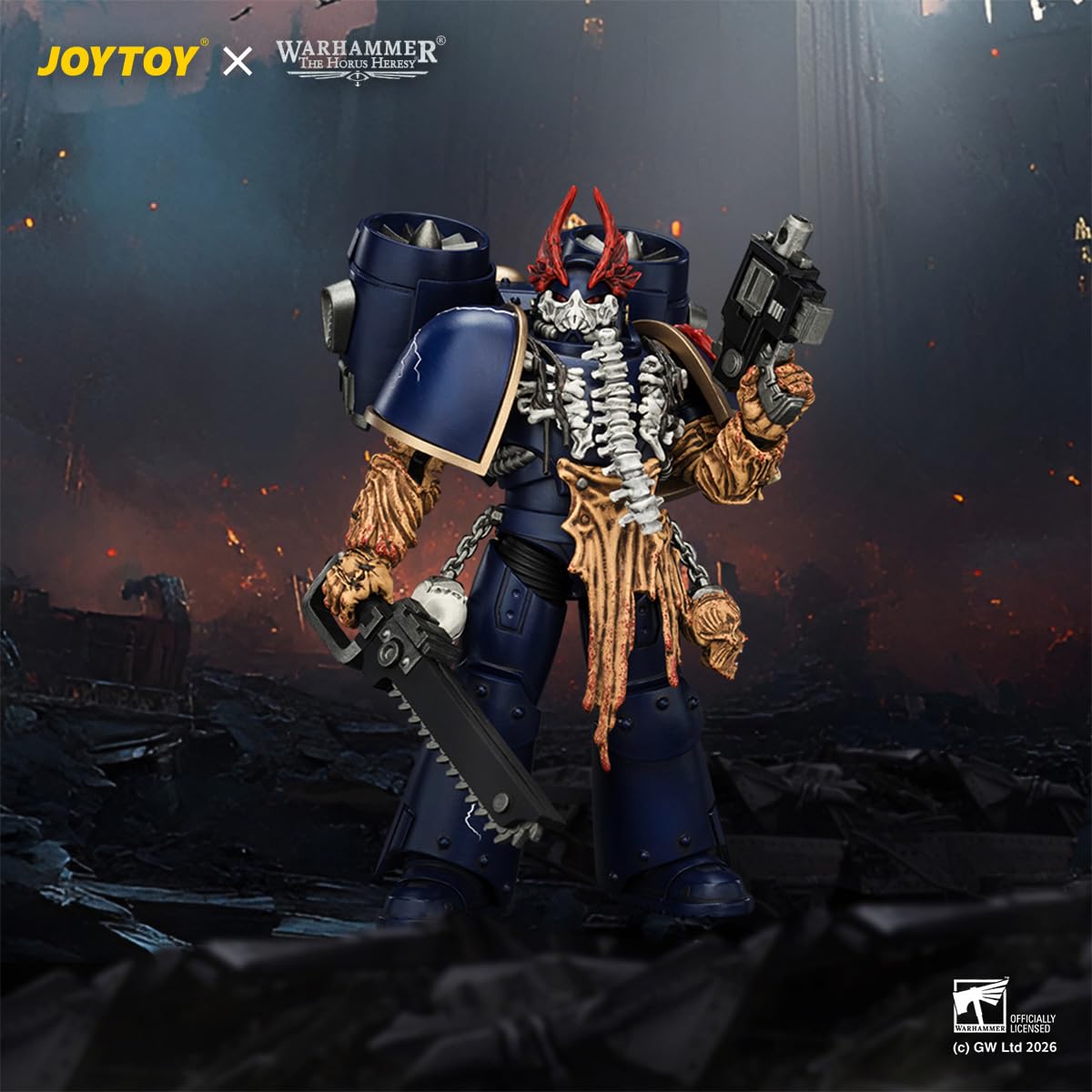 JOYTOY Warhammer 40K Actionfiguren im Maßstab 1/18 Night Lords Night Raptor 2, 12 cm (4,88 Zoll), mit Displayständer für Artefakte, Schreibtischdekoration und Geschenk