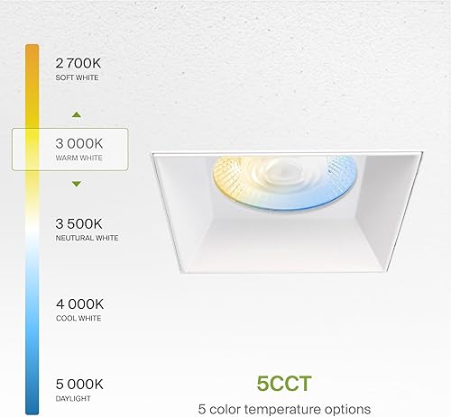 Miniatura 5 de ASD Iluminación LED empotrada Trimless de 6 pulgadas, lámpara de techo de 24 W 120 V, lámpara LED cuadrada regulable sin lata con caja de
