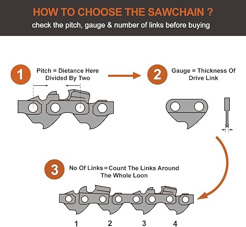 Miniatura 4 de Savior Paquete de 3 cadenas de motosierra S40 de 10 pulgadas, paso LP de 38 pulgadas, calibre .050 pulgadas, 40 eslabones de transmisión cadena de