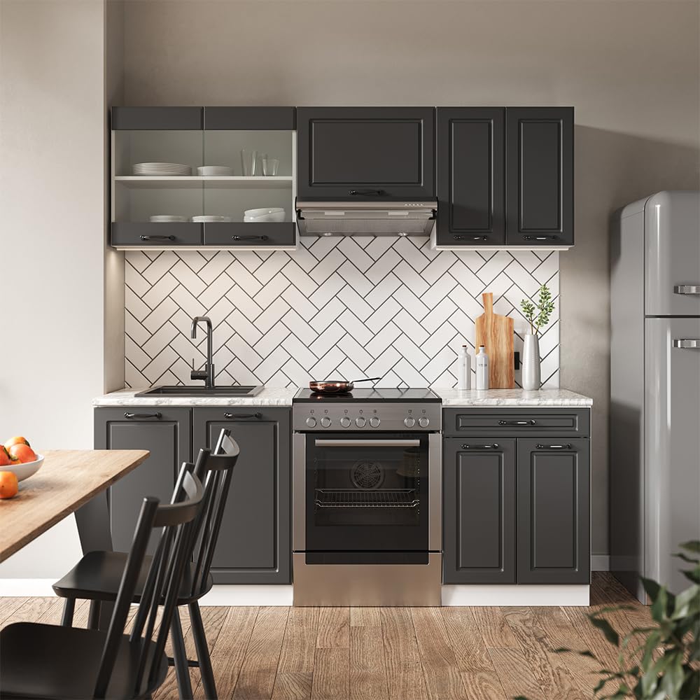 Vicco Cuisine R-Line, 140 Cm PT Anthracite, Noir