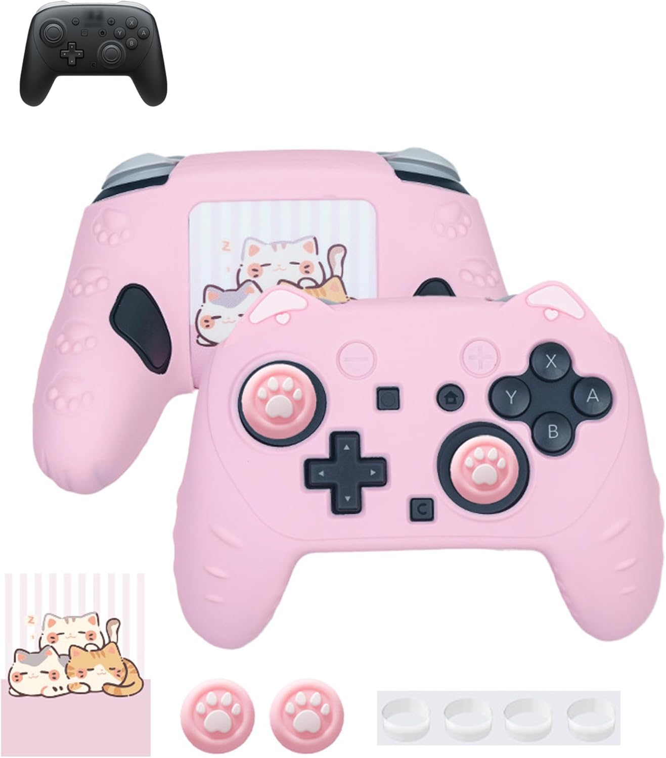 Case for Nintendo Switch 2 Pro Controller,UYRUREL Premium Sillence Material,Shock-Absorbing and Anti Drop Protection Soft Shell,with Stickers and Thumb Grips,Pink.