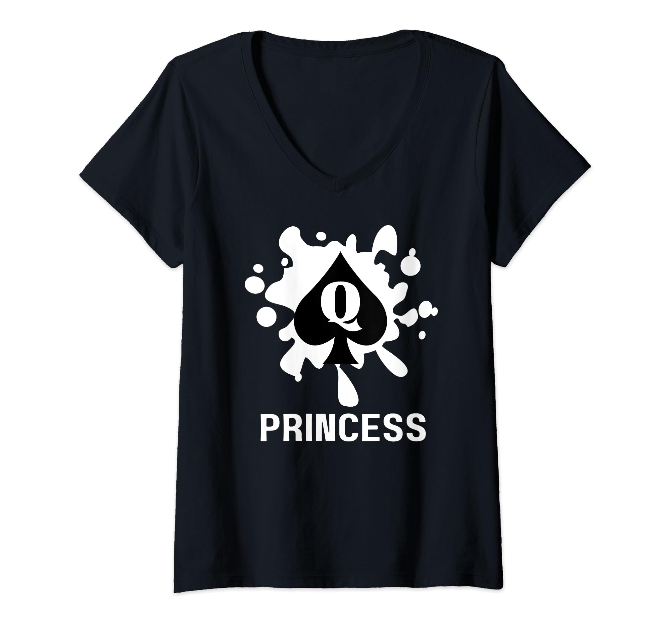 Pool Queen of Spades ApparelWomens Fun Graphic-Queen of Spades Princess V-Neck T-Shirt