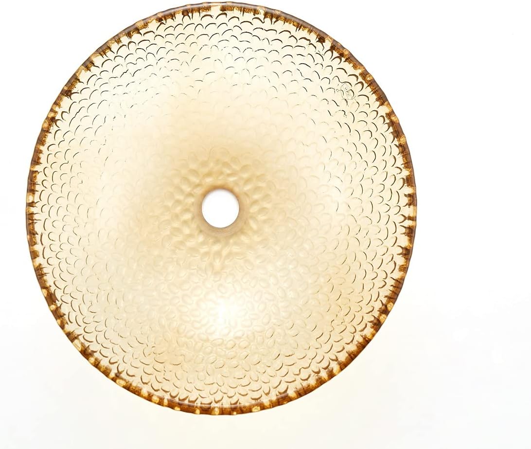 Pearl Series Glass Vessel Sink In Gold Top Raindrop Mount Sinks Above Countertop | Vanity Countertop Sink Bowl with Pop Up Drain | FW-LA625