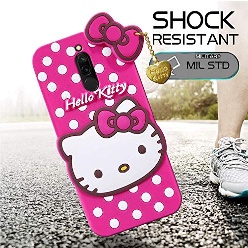 Image of Unirock Hello Kitty Back Case Cover for Redmi 8| 3D Cute Hello Kitty Case |Soft Silicone Rubber Back Cover with Pendant Kitty Cover for Redmi 8 (Pink)