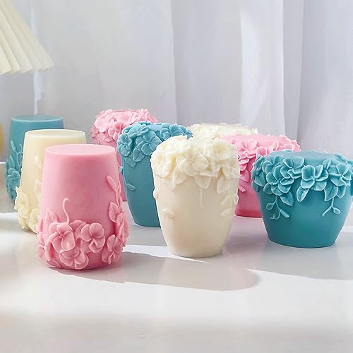 Miniatura 5 de Moldes de vela cilíndrica de silicona, molde de flores de ratán 3D para aromaterapia, fabricación de jabón hecho a mano, moldes de cera para