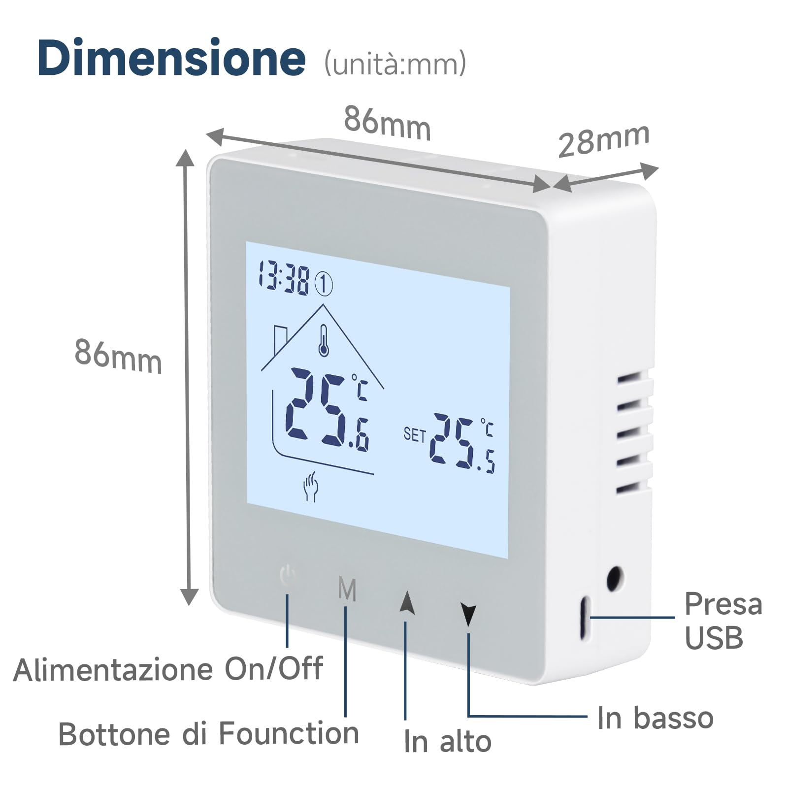 Termostato a batteria a 2 fili Beok, Termostato digitale ambiente per caldaia,Cronotermostato a batteria(NO WIFI), Termostato a parete programmati settimanalmente Per caldaie a contatto pulito BOT-R6W
