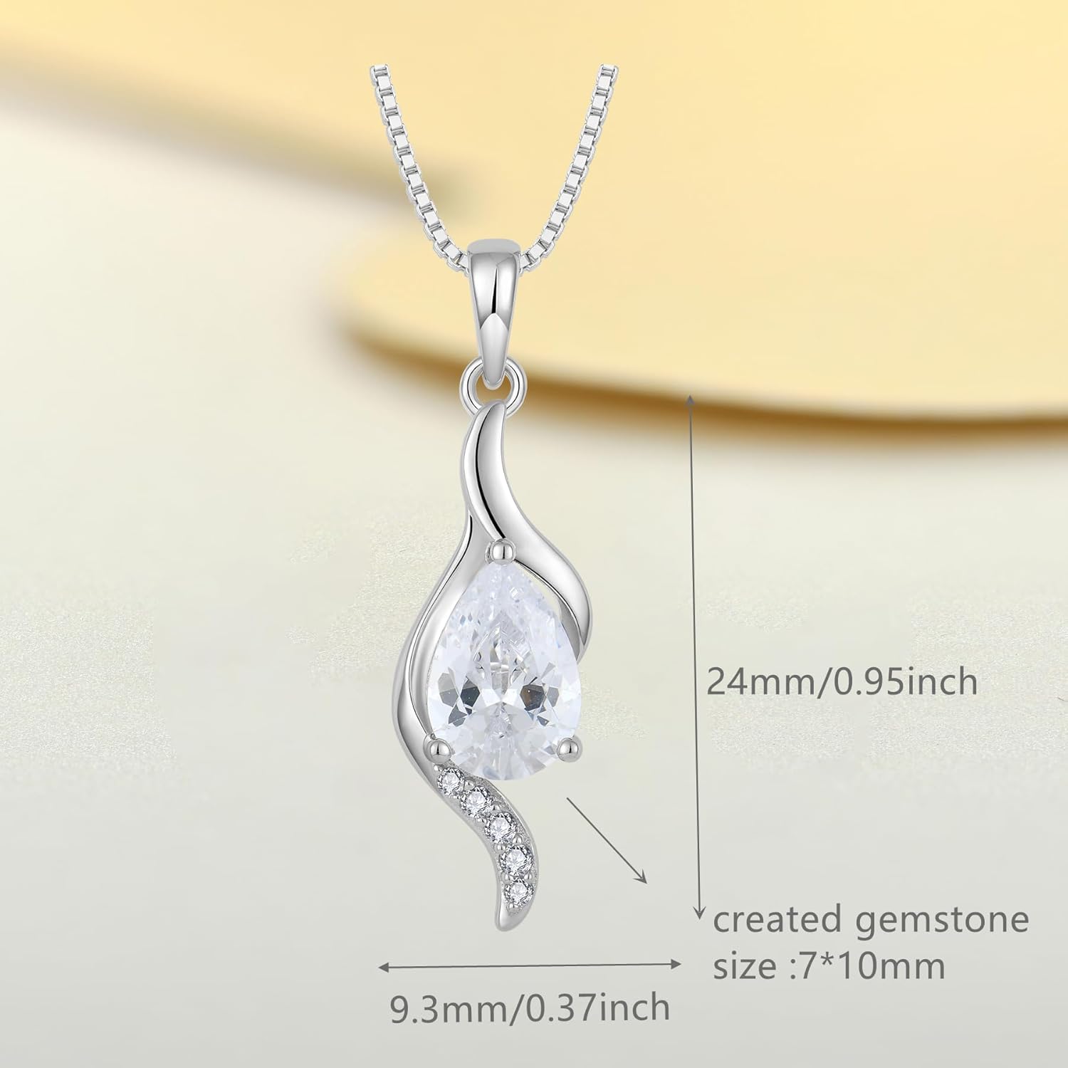 JO WISDOM Birthstone Necklace for Women Teardrop Cubic Zirconia Necklace 925 Sterling Silver Fine Jewelry Birthday Gifts for Women - Image 5