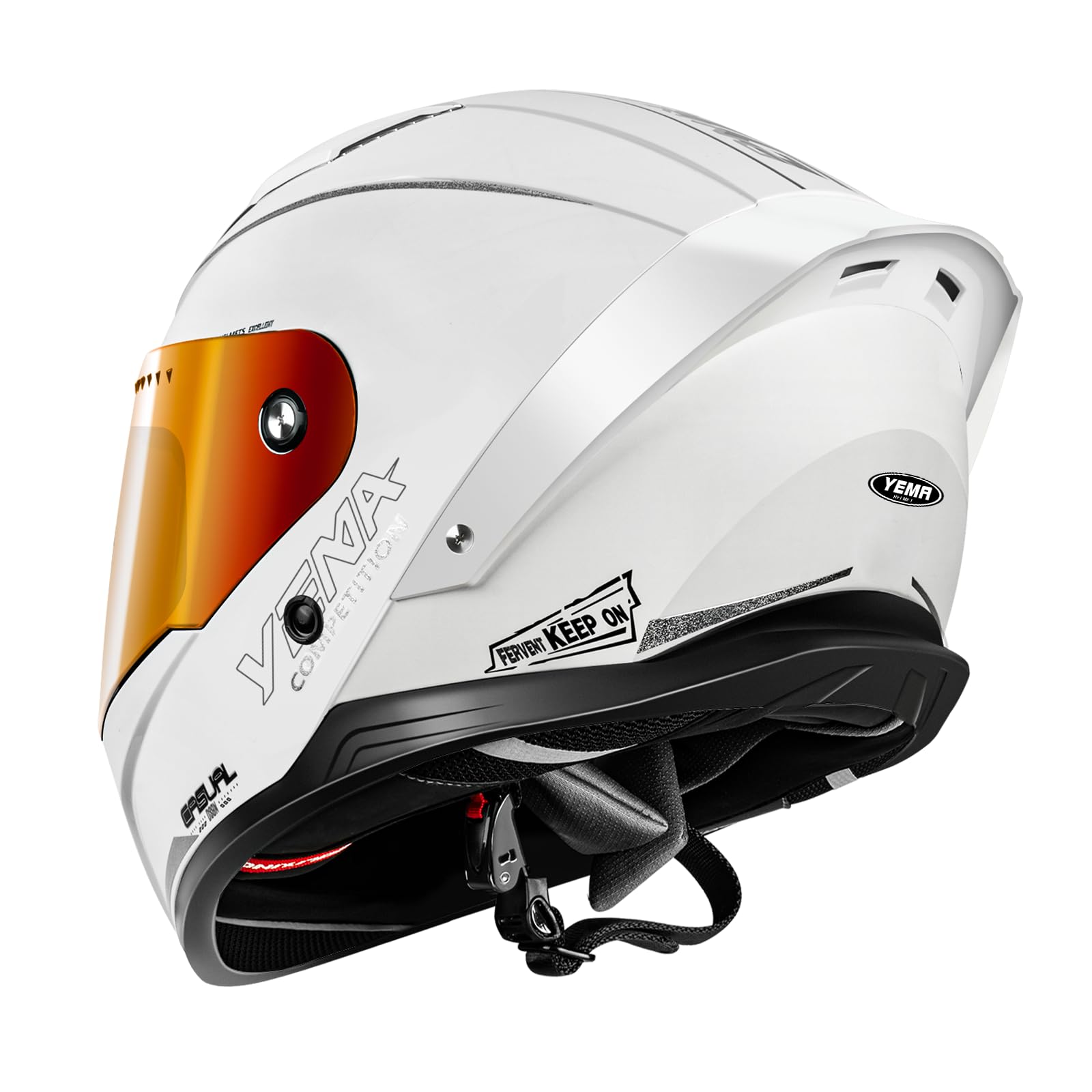 YEMA Casco da moto integrale per adulti, Casco unisex per ciclomotori e moto da strada con prese d'aria regolabili - Leggero e confortevole per scooter, cruiser YM-850