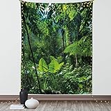 Ambesonne Plant Tapestry, Green Jungle Untouched Nature Environmental Concerns Flora Fauna Jungle Rainforest, Wall Hanging for Bedroom Living Room Dorm Decor, 40' X 60', Green Black