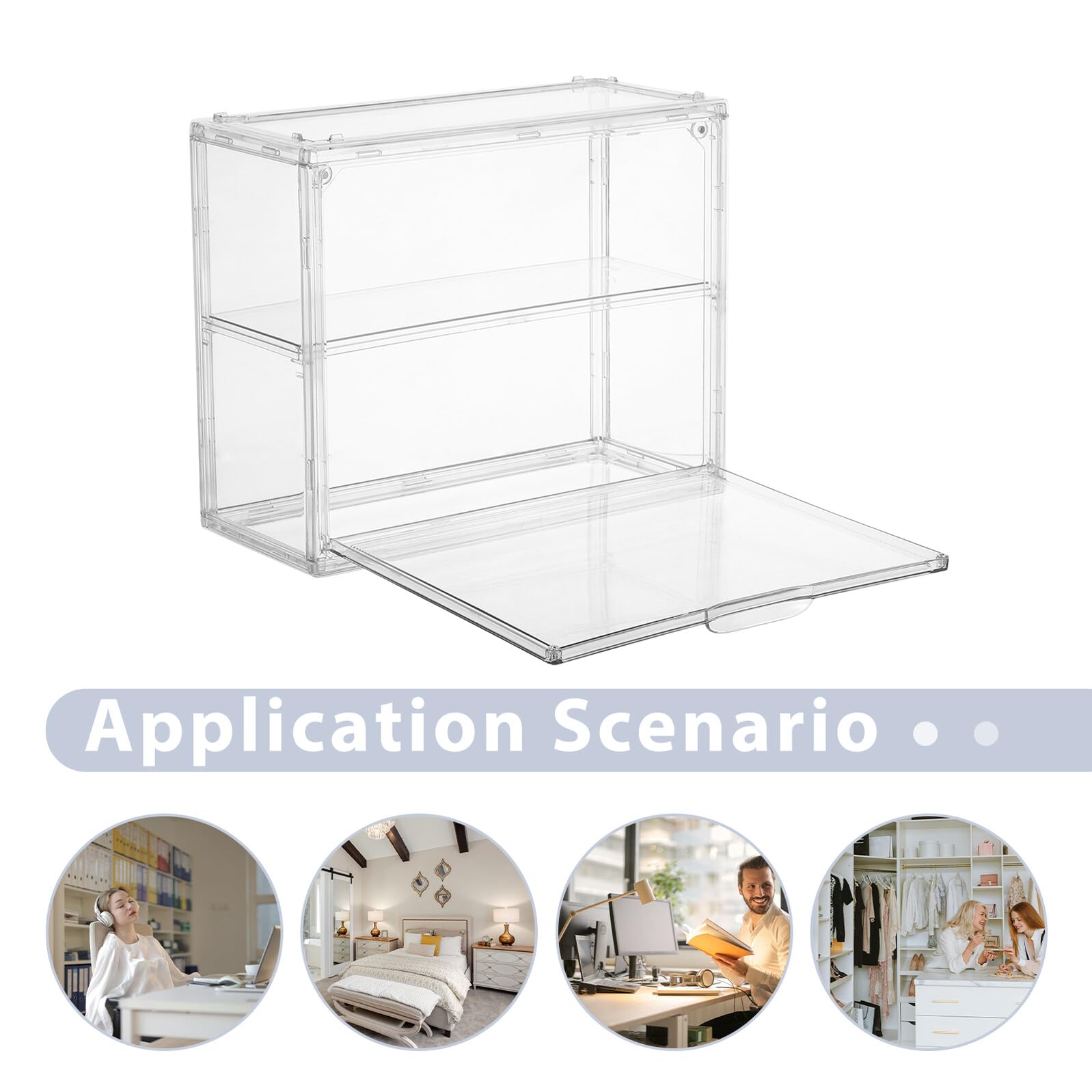 GARVALON Doppelte Acryl Vitrine für Modellautos 27X22X12cm Transparente Aufbewahrungsbox mit Wand und Tischmontage Staubgeschütztes Display für Sammler und Modellbau