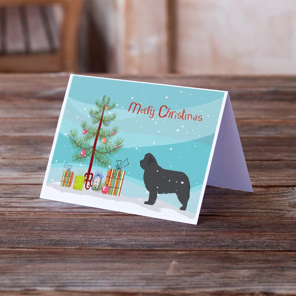 Caroline's Treasures BB2982GCA7P Newfoundland Merry Christmas Tree Greeting Cards and Envelopes Pack of 8 Blank Cards with Envelopes Whimsical A7 Size 5x7 Blank Note Cards image 2
