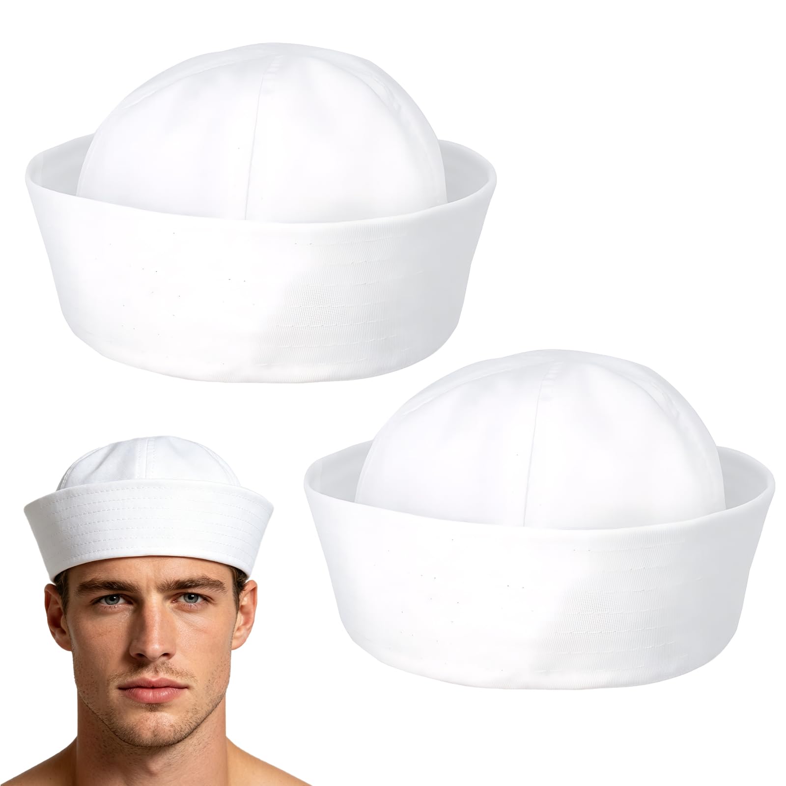 Xazuninsu 2 Pcs Sailor Hats,Plain White Sailor Hat for Fancy Dress Costume Nautical Theme Parties Events Stage & Cosplay