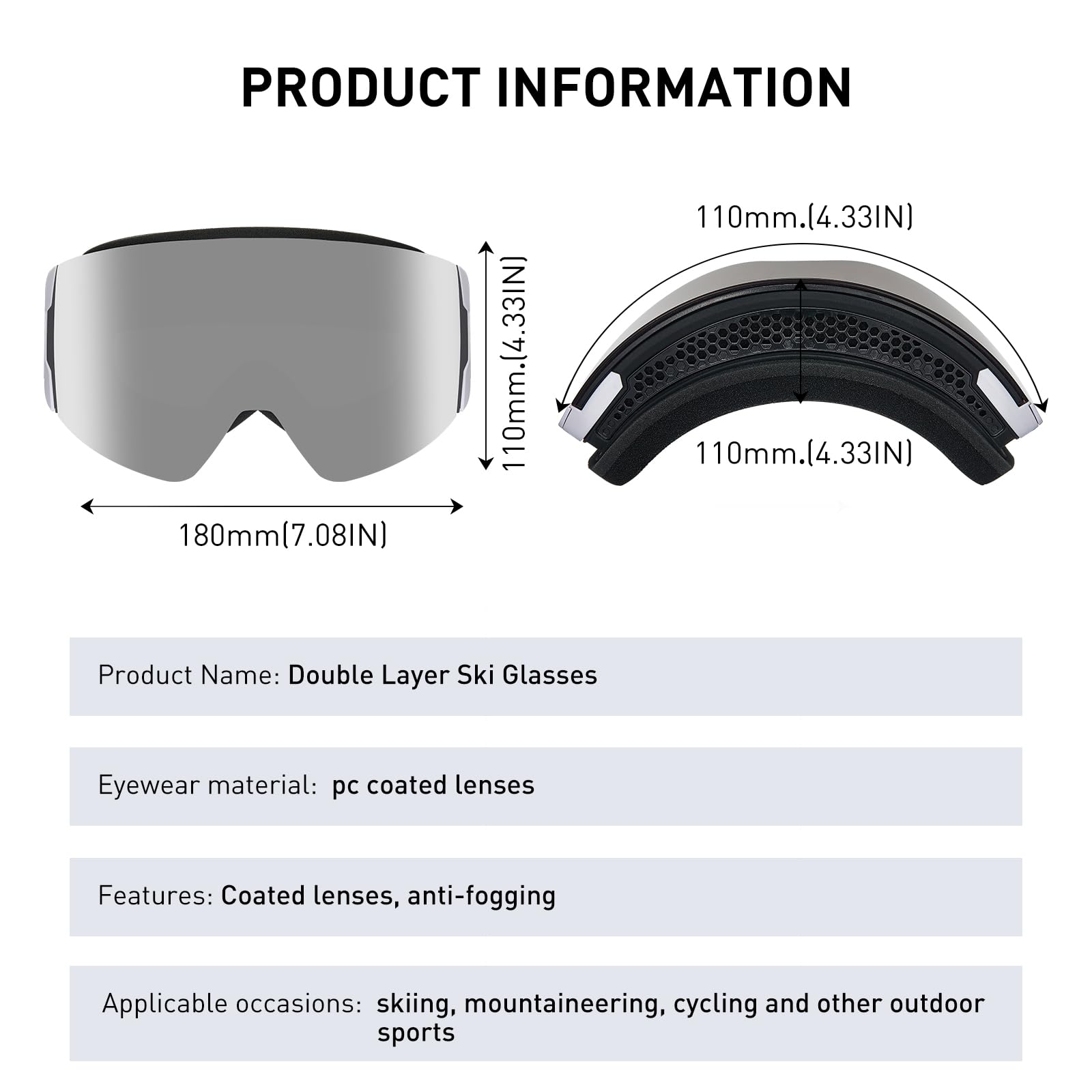 AVAWAY Masque de Ski Homme Femme Lunettes de Lentille Magnétique UV Protection Remplaçable, Résistant à l'eau, au Brouillard et au Vent, Solide et sûr, Ski Snowboard Autres Sports Hiver