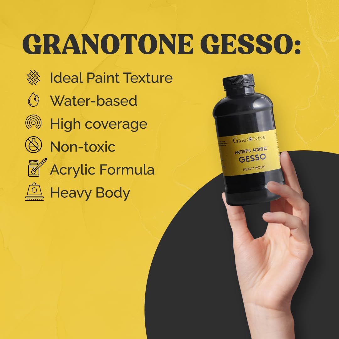 Granotone Acrylic Gesso Black 100 ml Water Based Primer Non Toxic 4