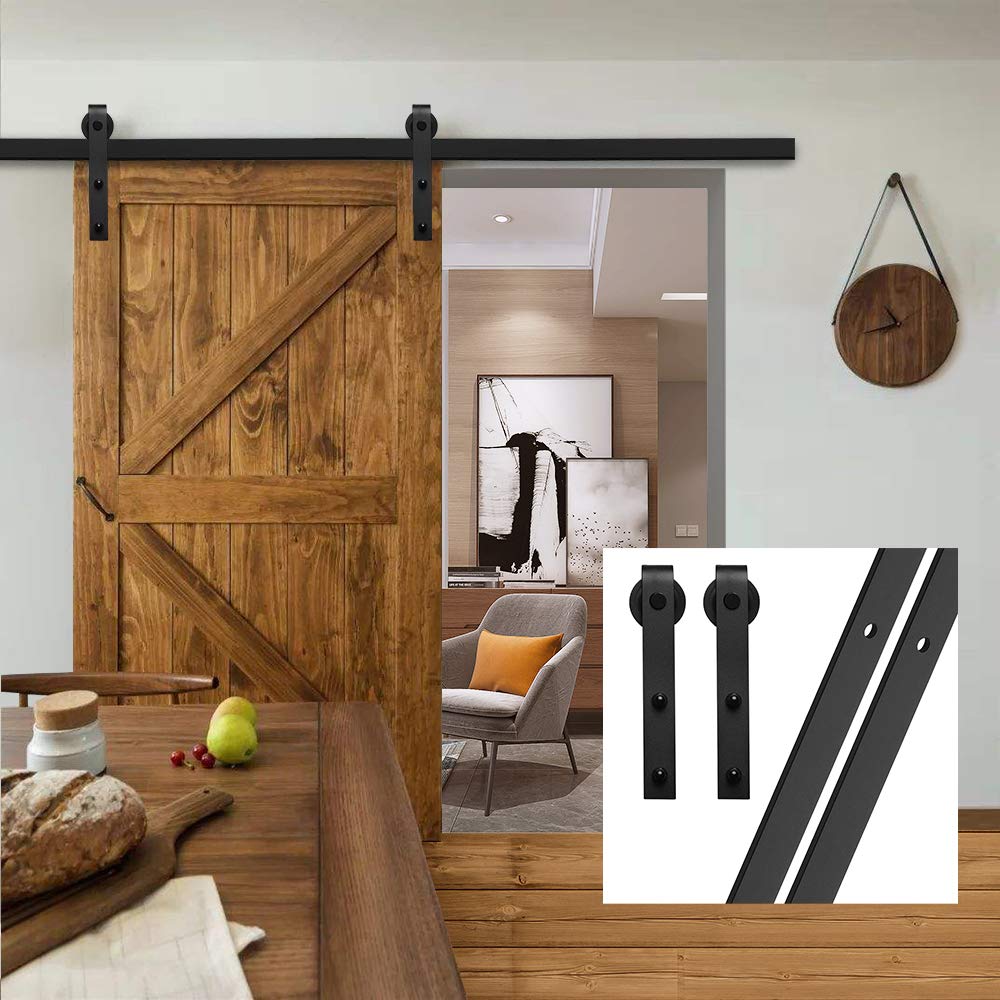 GIFSIN 13.6FT/413cm Sliding Barn Door Hardware Kit - Single Door, J-Shaped Hanger