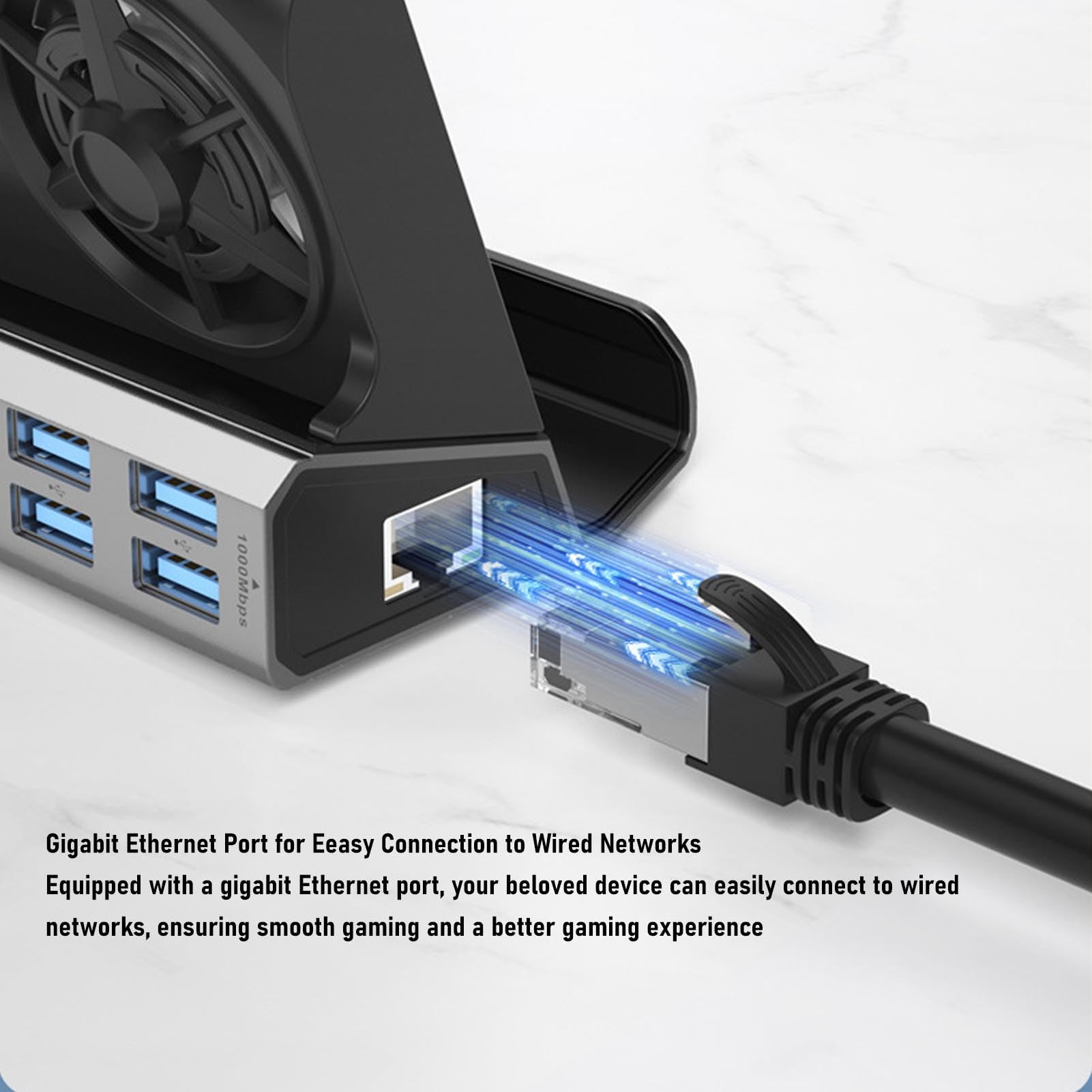Bewinner 10 In1 Dock Gaming Dock para Go S OLED, 4K 60Hz HDMI, 100W PD Cargo Rápido, Ventiladores RGB de Doble Enfriamiento, Gigabit Ethernet, USB 3.0 Hub Compatible con Cubierta de