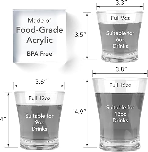 Miniatura 6 de Juego de 6 vasos de plástico transparente (16 onzas) y juego de 6 (9 onzas), vasos de agua reutilizables de acrílico, sin BPA, para fiestas,