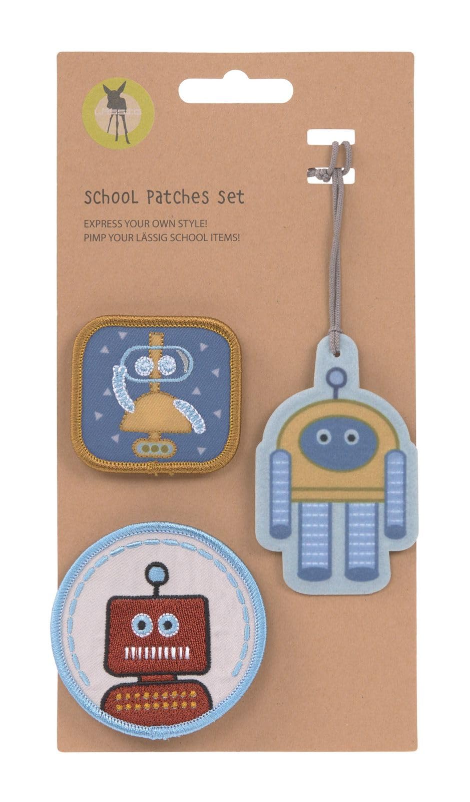 LÄSSIG Pendant and Patch Set/School Patches Set, Robot, Mittel, Pendant and Patch Set
