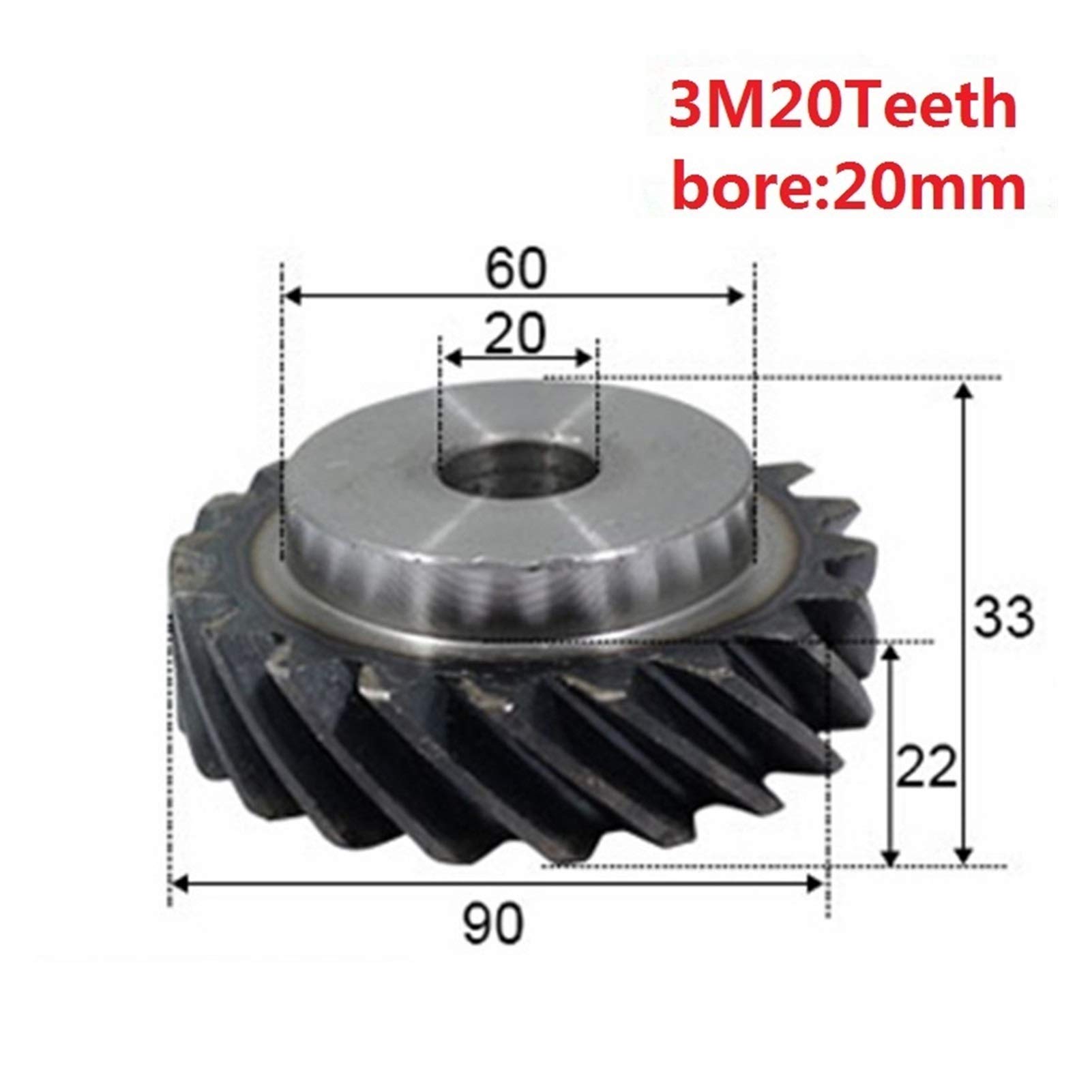 TMP1105 Helical Gear 3M 20 Teeth Inner Hole 20mm Pinion (Hole Diameter : 20mm, Number of Teeth : 20 Teeth)