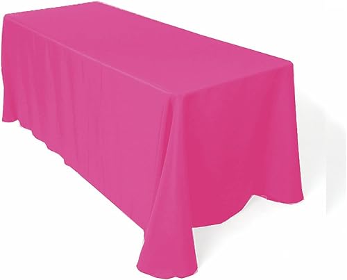 Mantel rectangular de poliéster de 90 x 132 pulgadas (rosa intenso)