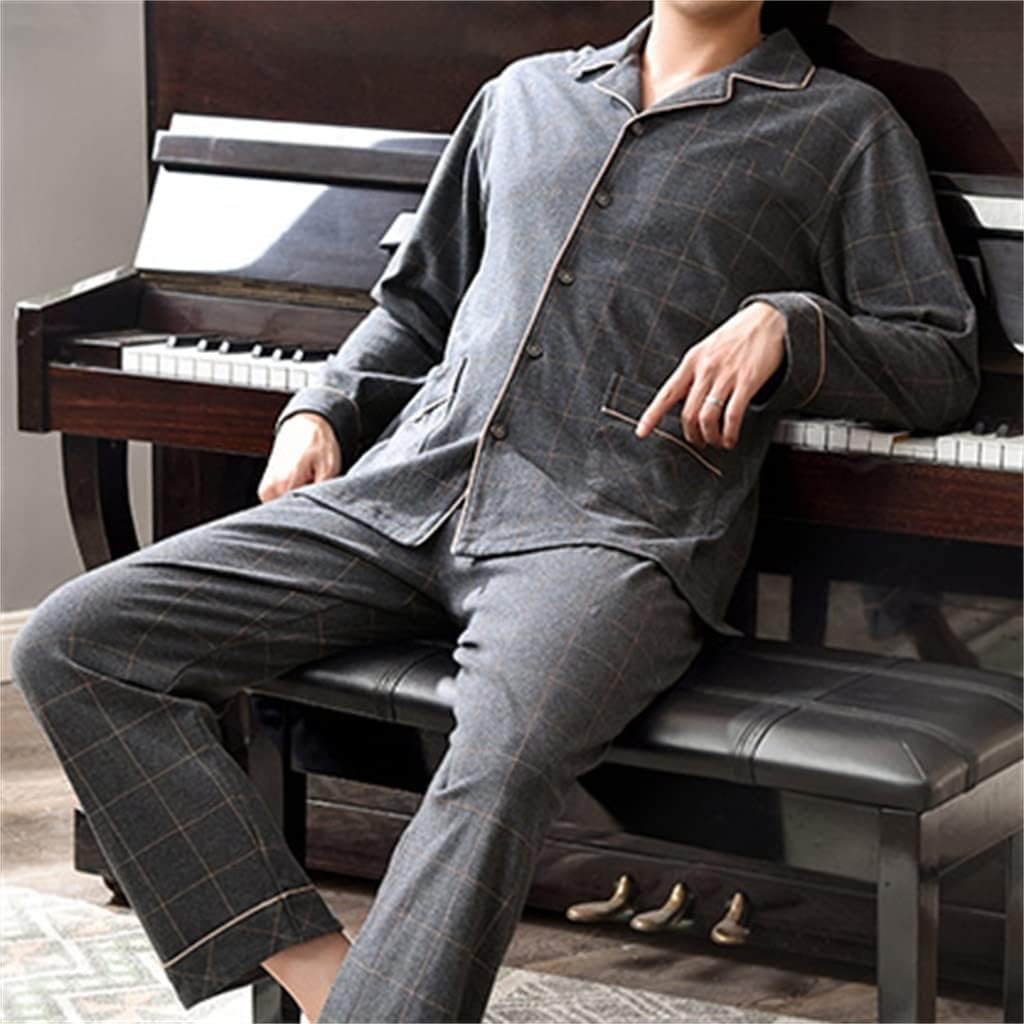 Pajamas long-sleeved cotton spring and autumn middle-aged plus size men's thin homewear suit