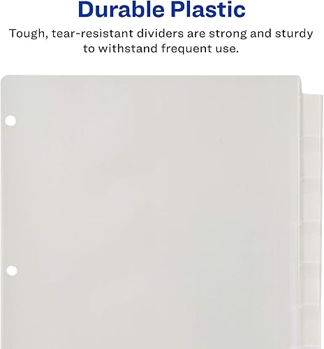 Miniatura 6 de Avery Separadores insertables de plástico duradero con 8 pestañas grandes para carpetas de 3 anillas, transparente, 1 juego (11836) (paquete de 2)