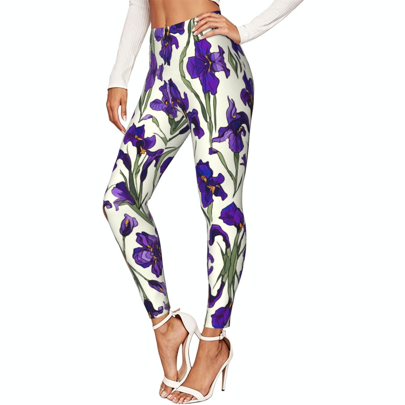Leggings de compresión iris morado con tejido suave moldeador para mujer 7
