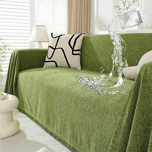 Manta de chenilla para sofá con borlas decorativas, funda grande para sofá de 3 plazas, transpirable y lavable, 70 x 103 pulgadas