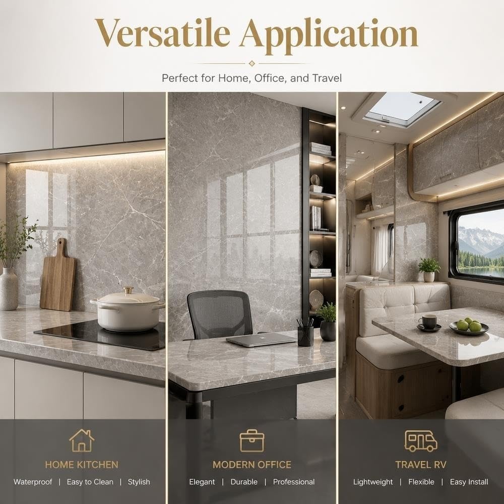 Peel and Stick Marble Tile Wall Panels Waterproof Backsplash Decor