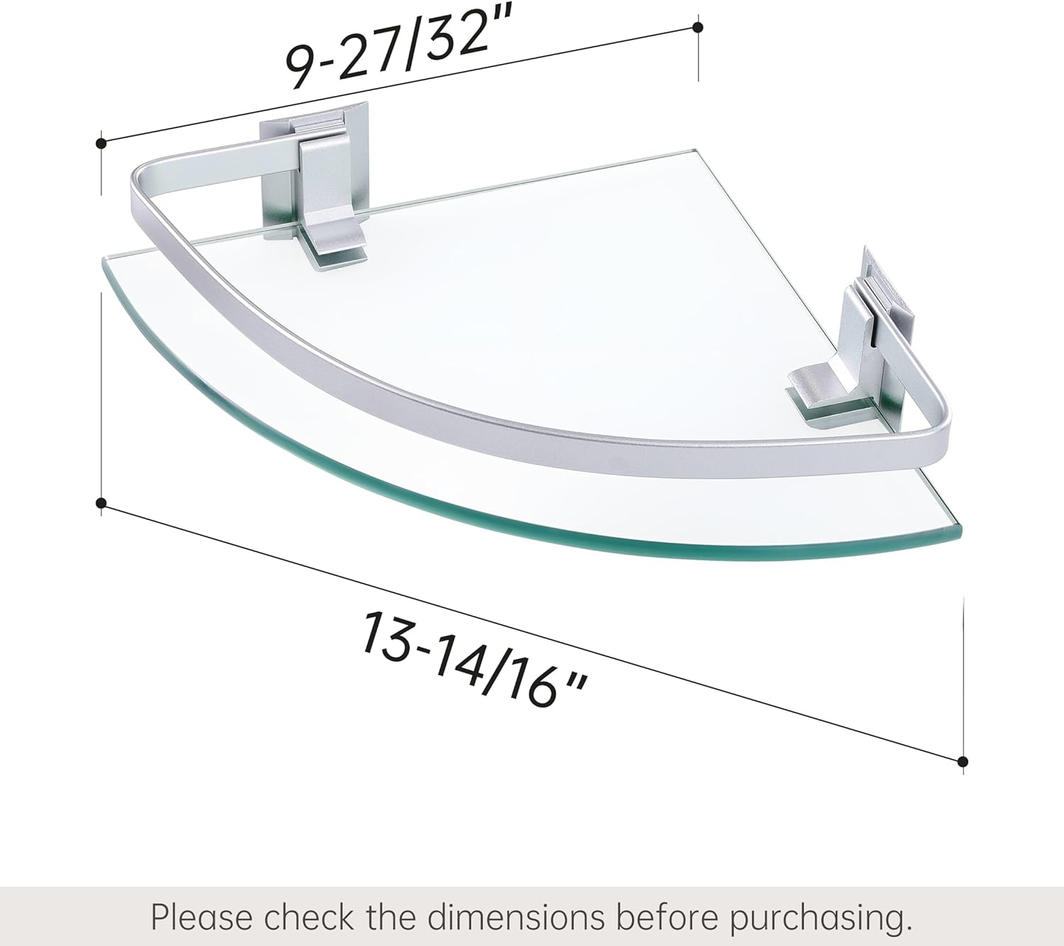 KES Glass Corner Shelf Bathroom, Corner Glass Shelf with Rail Wall Mount 2 Tier Sand Sprayed Silver Finish, A4120A-P2
