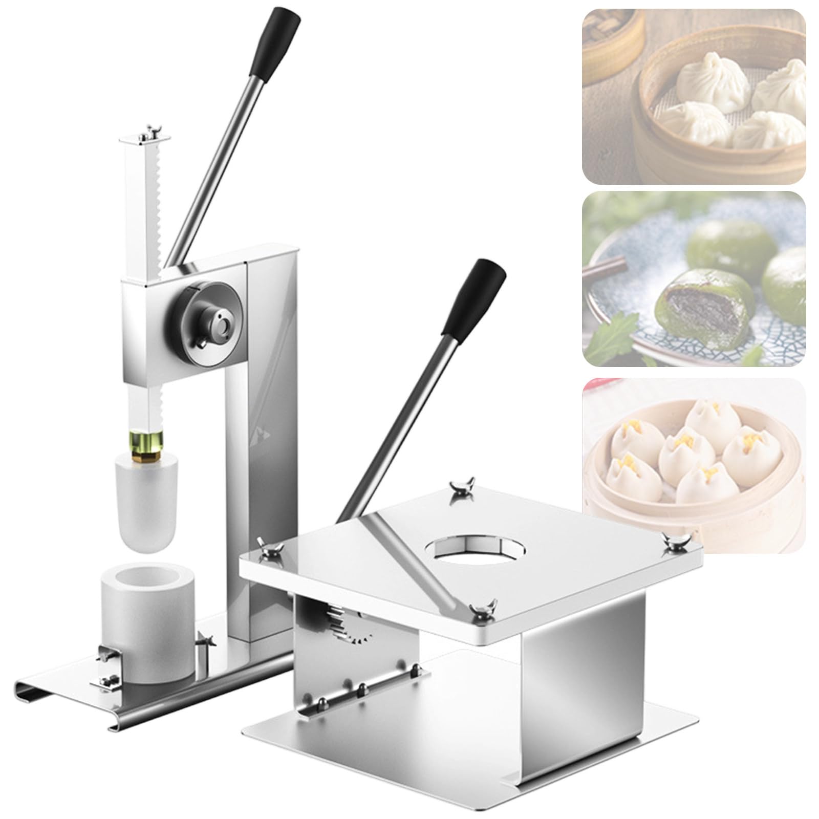 GwlThixion Mini Manual Baozi Maker, Semi-Automatic Baozi Maker Bun Making Machine Stainless Steel, 400-500 Buns/Hour High Efficiency Cafeteria Kitchen Gadgets FullSet