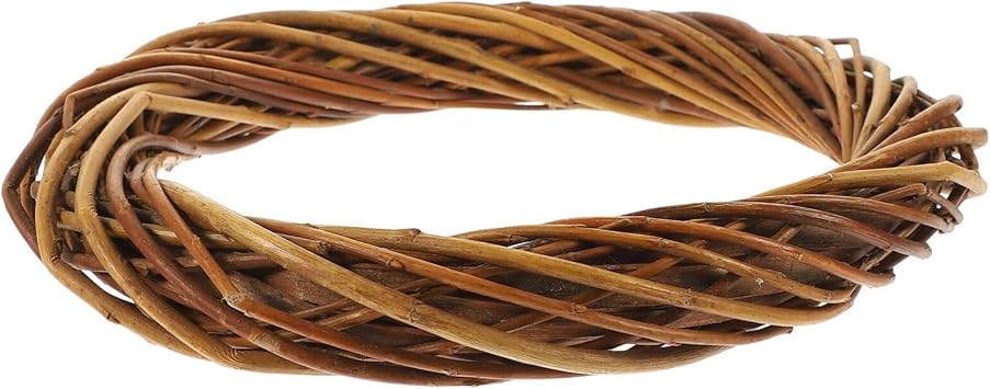 VILLCASE Rattan Wreath 7.8inch Christmas Branch Wreath, DIY Wicker Woven Circle for DIY Christmas Craft, Decorative Front Door Wall Door Hanging, Wedding and Party Decors