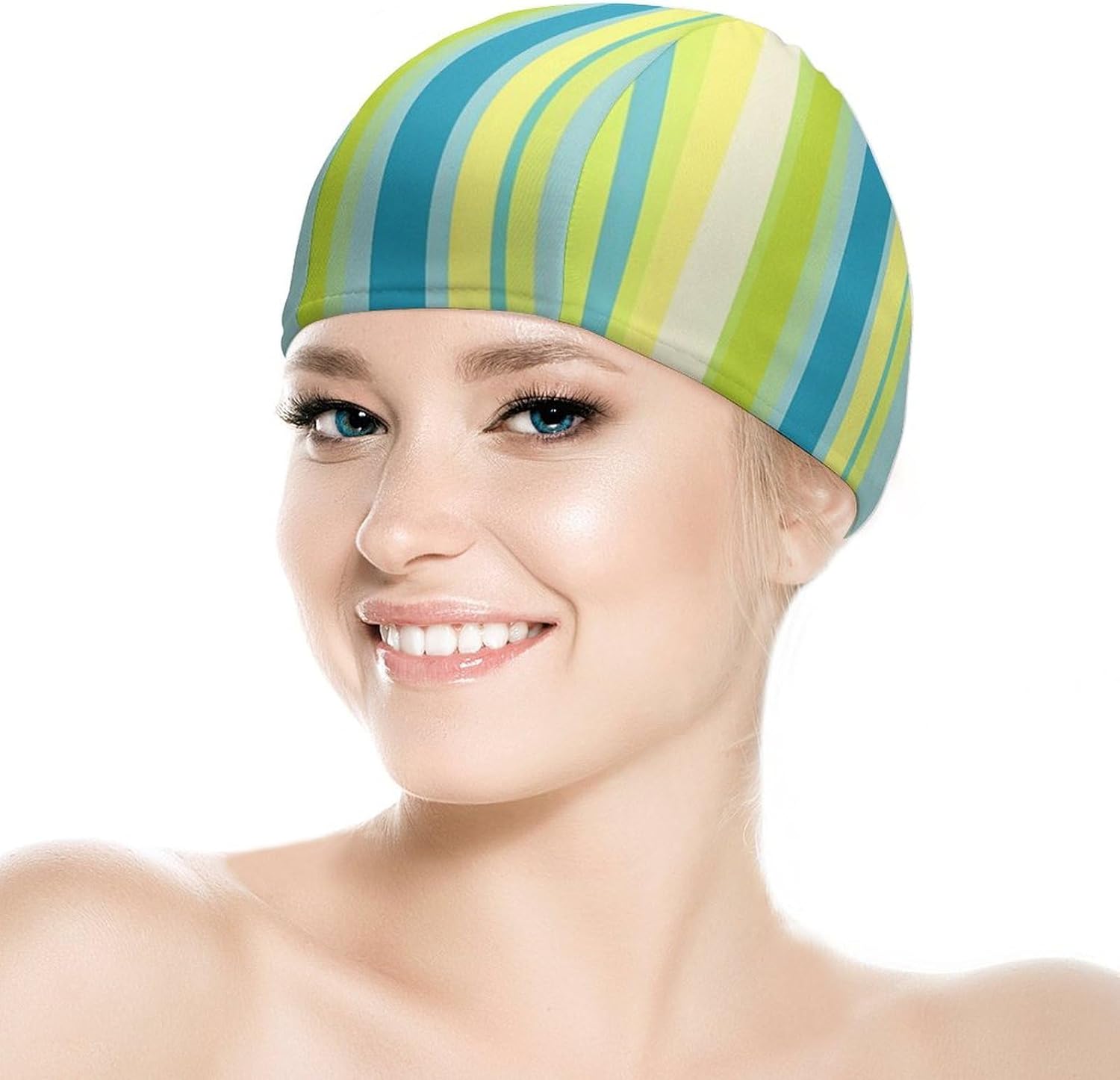 Vertical Stripes Womens Swim Cap for Men Adult Swimming Hat Curly Short Medium Long Hair