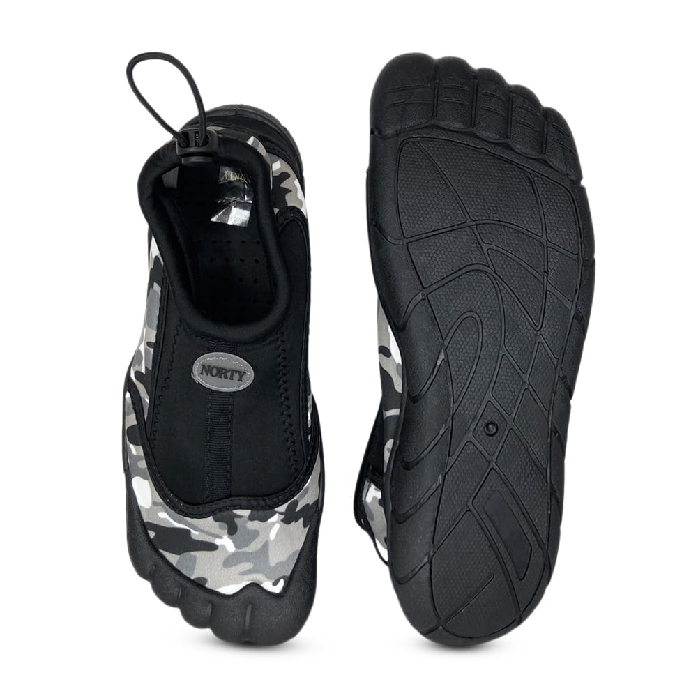 NORTY - Big Boys Skeletoe Aqua Water Shoes for Pool Beach, Surf, Snorkeling, Exercise Slip on Sock, Black Camouflage 42290-5MUSBigKid