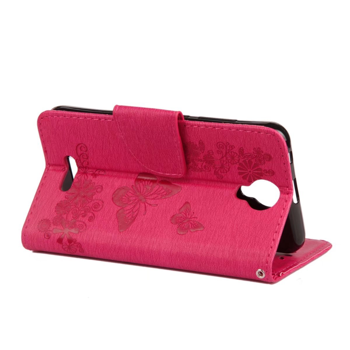 Custodia LEMORRY Portafoglio Per Wiko Jerry 3 – Copertina In Pelle Con Slot Per Schede, Supporto Regolabile E Chiusura Magnetica (Grigio/Farfalla) - 2