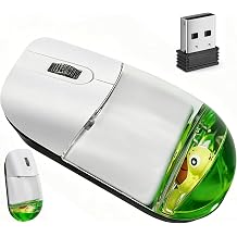 Wireless Mouse Cute Green Aqua Water Mouse Aesthetic Clear Silent Optical Portable Lightweight Retro Mouse for PC Laptop Computer Macbook Kids Girls Women Gift Liquid Water Floater Turtle