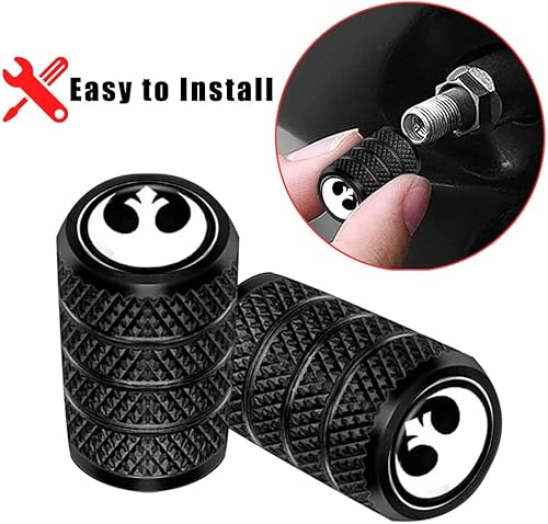 Miniatura 4 de 4 tapas de válvula de automóvil de Star War, cubierta de válvula de neumático de metal, color negro, resistente a la corrosión, universal para