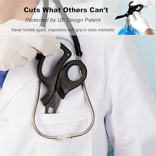 Miniatura 5 de MEUUT Paquete de 2 tijeras médicas para enfermeras, tijeras de vendaje patentadas con cuchillas antiadherentes, tijeras de grado quirúrgico, tijeras