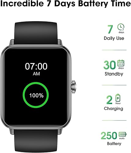 Miniatura 6 de Reloj inteligente, rastreador de actividad física con monitor de frecuencia cardíaca, oxígeno en sangre, rastreador de sueño, pantalla táctil de