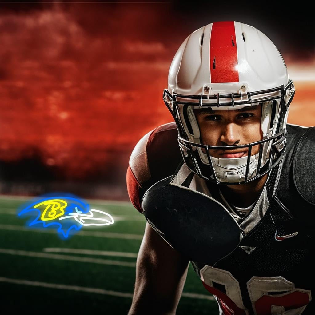 Football Rugby Sports Team Neon Sign Suitable for Ravens Logo Neon Sign for Wall Decor USB Powered Dimmable Led Light Up Signs for Men Cave Home Bar Birthday Party Decor Xmas Gifts for Kids - Image 5