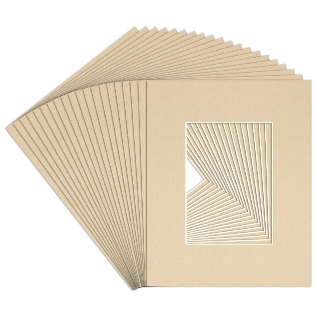 Procut Global 20x16" Ivory Picture Mounts to Fit A4 Aperture - Precision Cut Cardboard Photo Mount - Ideal for Frames, Prints, Artwork & Certificates - Sizes & Colours Available - 20 Pack