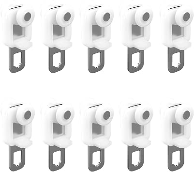 LIYI929GP 10PCS Heavy Duty Curtain Track Roller Hook Rail Runner, White Plastic & Stainless Steel, Silent, Double-Wheel, Curtain Glider Accessories