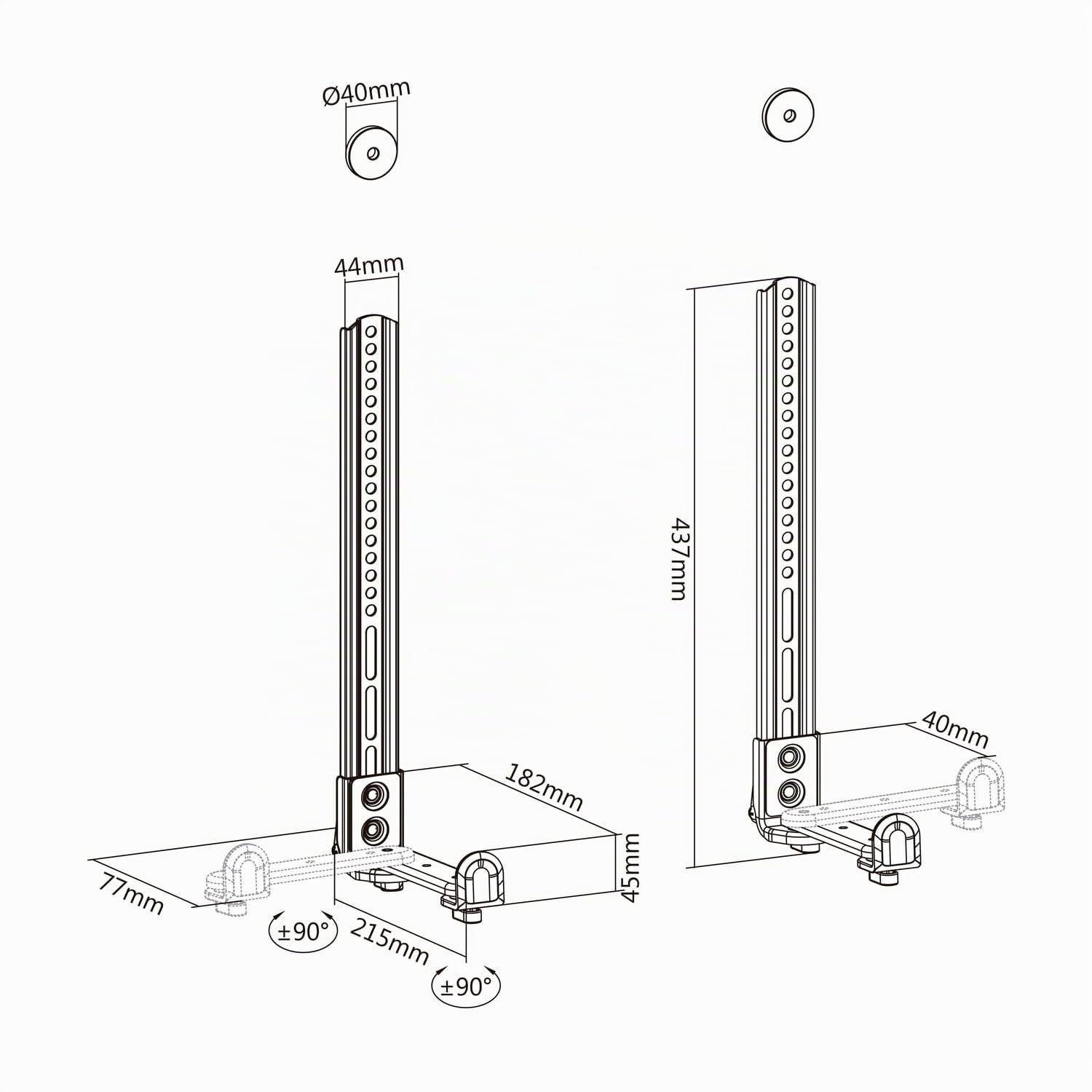 AISENS - SPK01U-189 - Support Universel pour Barre de Son, Noir