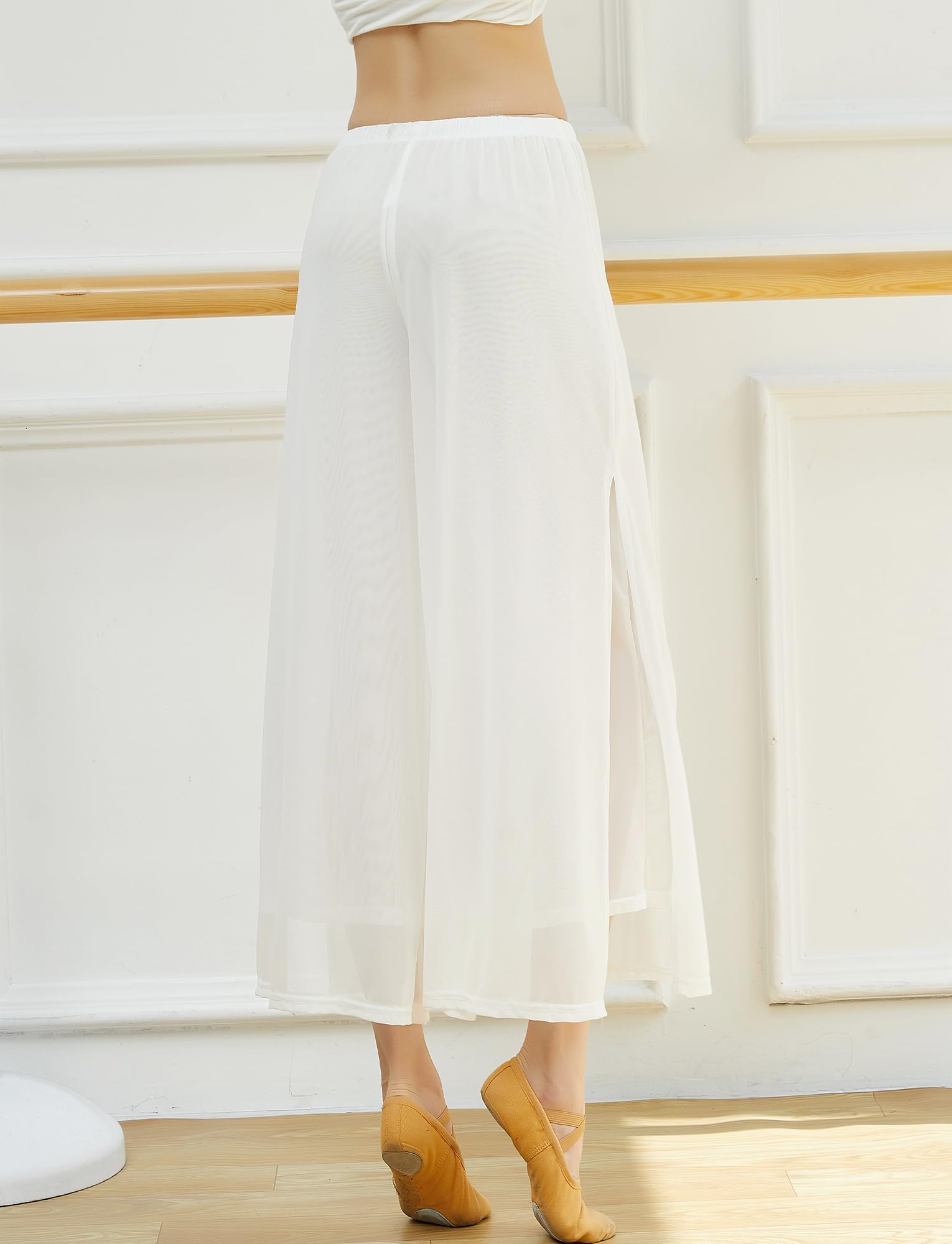 SEAUR Pantalones de baile para mujer, de gasa, pierna ancha, danza oriental, latín, pilates, yoga, palazzo, pantalones de verano, pantalones de ocio, S-XL