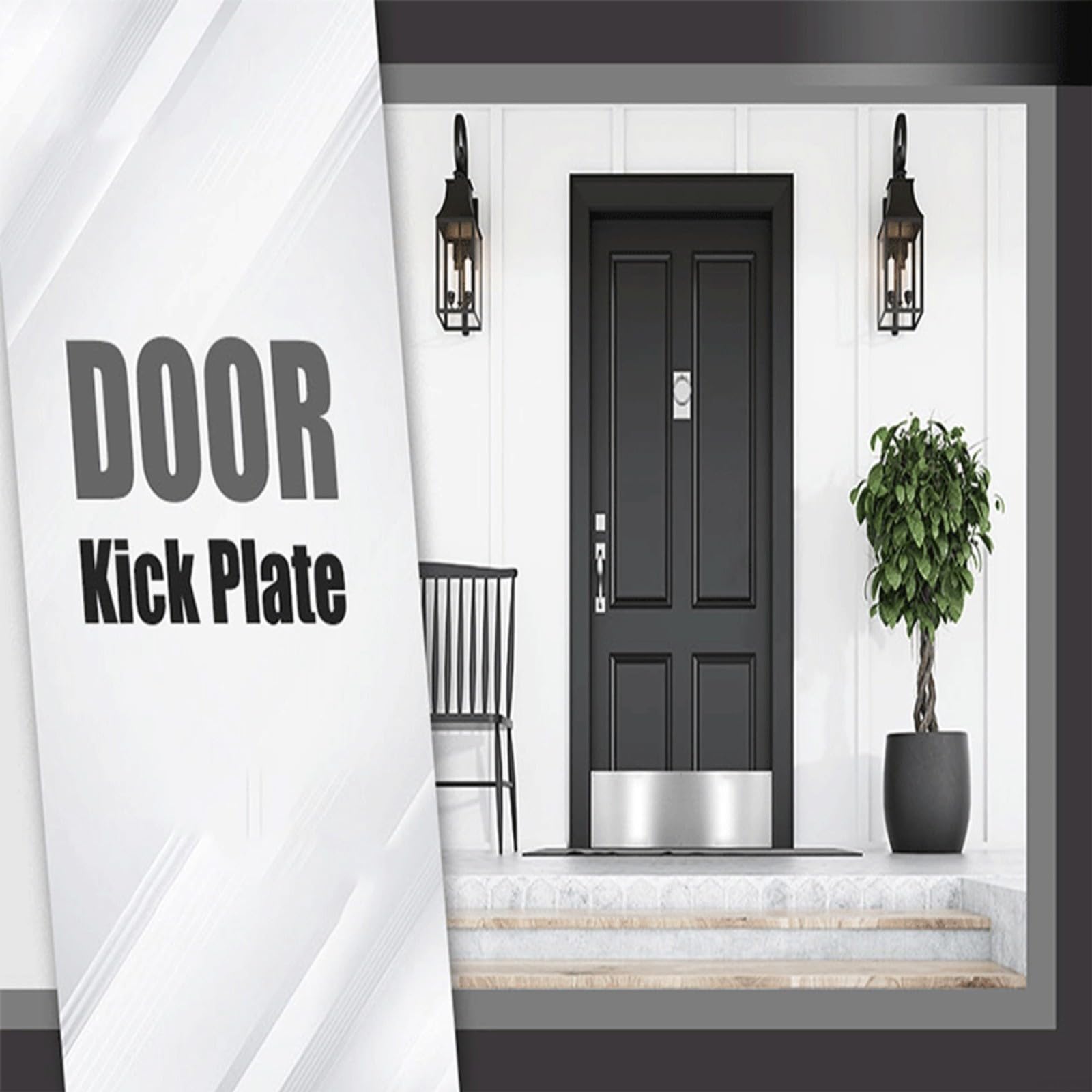 Lot de 2 plaques de poussée pour porte coupe-feu en acier inoxydable brossé 410 × 110 mm