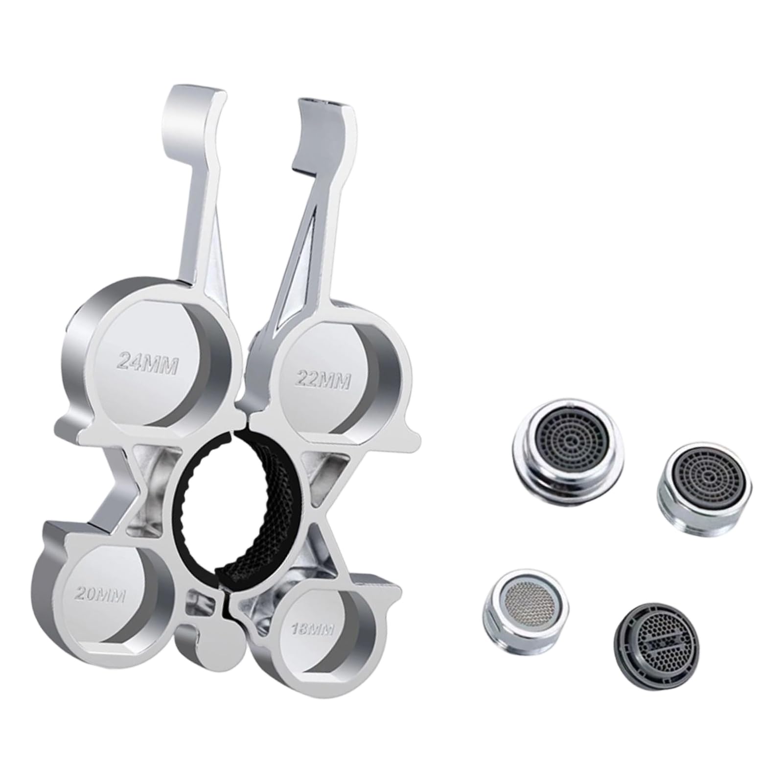 Bathroom Faucet Maintenance Tool Alloy Aerator Wrench with 18 20 22 24 Mm Openings for Home Faucet Upkeep Tasks Wrench for Kitchen Sink Basin Sink Tight Spaces