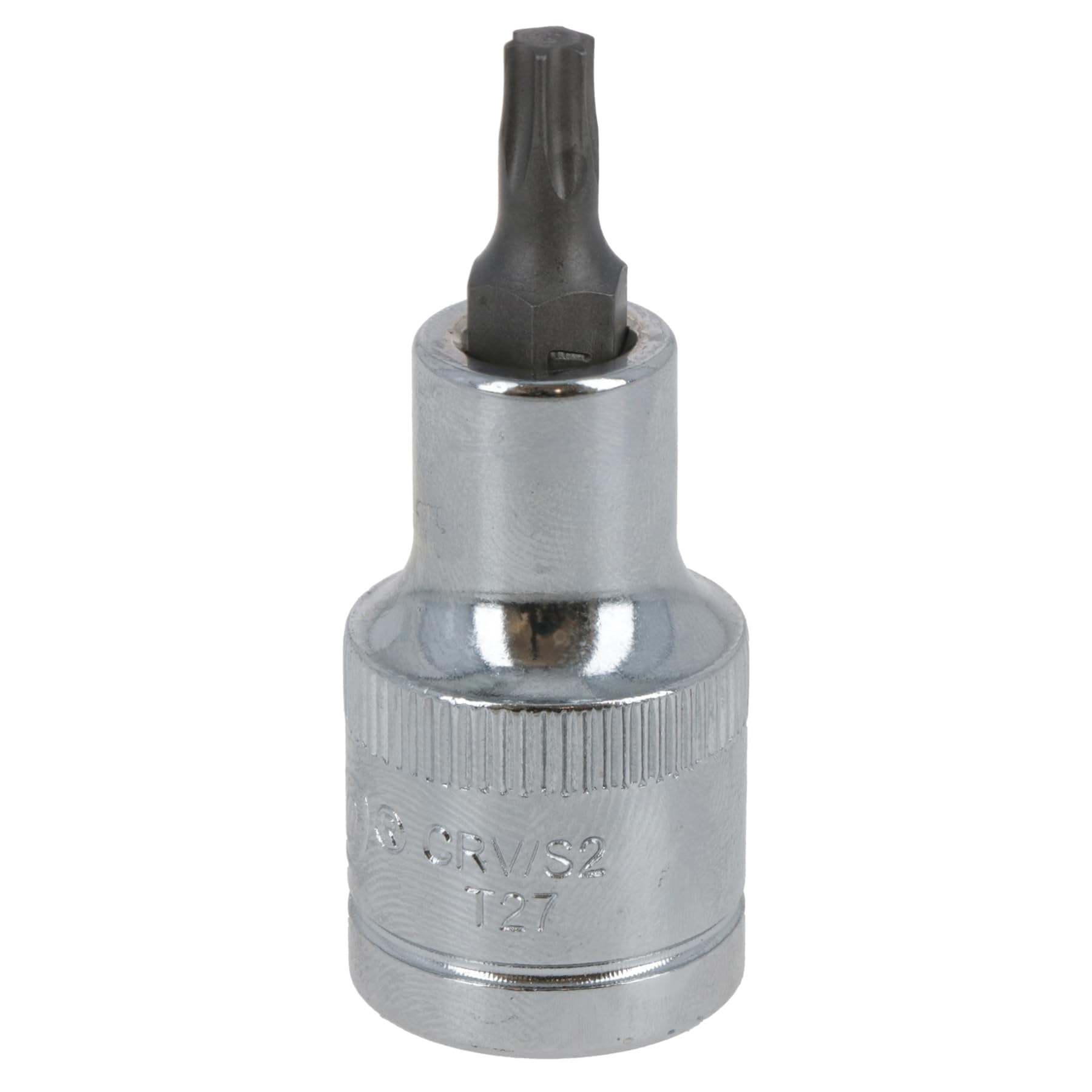 B&Q -  T27 Male Torx Bit Star Socket 1/2" Drive Standard Internal Chrome Vanadium Steel