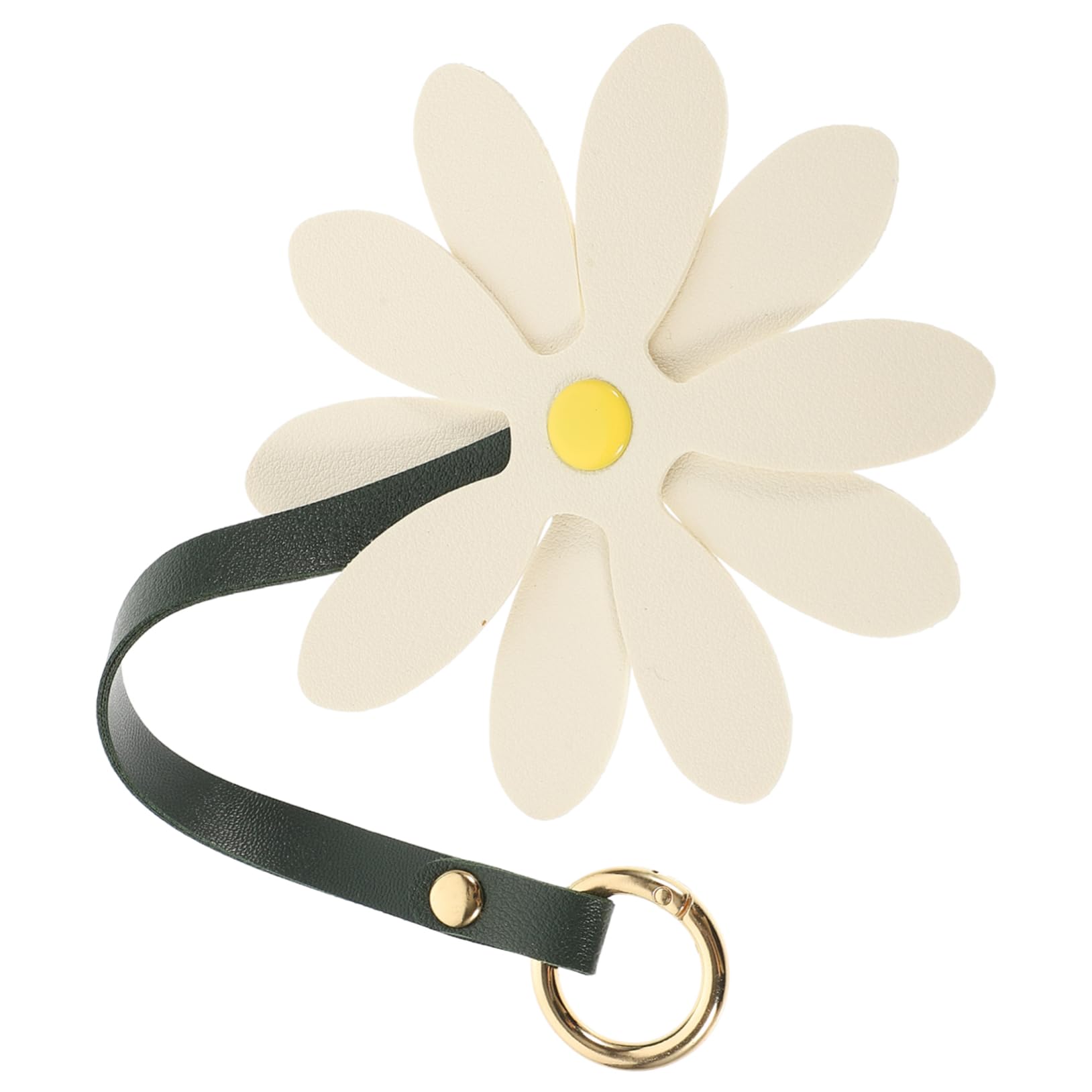 Veemoon portachiavi margherita Pendente a borsa arredamento Pendente portachiavi Carino chiave ciondolo portachiavi keyring di fiori per le donne pelle sintetica bianca