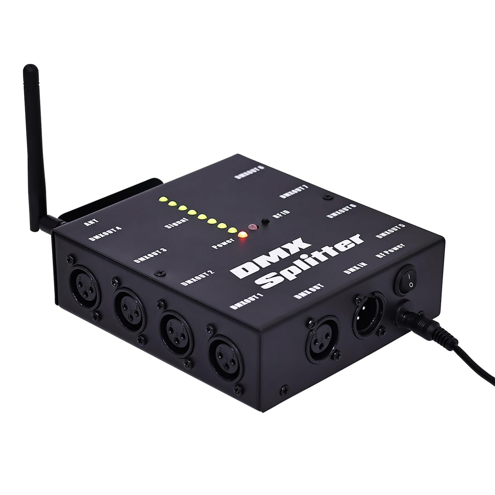 Marhynchus Distributore Amplificatore di Segnale Wireless Splitter di Segnale di Uscita a 8 per Controller di Luce con Spina XLR a 3 Pin per Illuminazione di Nozze con Barra Luminosa (Spina europea)